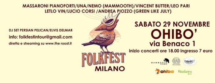 MILANO FOLK FEST SABATO 29 NOVEMBRE PRESSO ASSOCIAZIONE CULTURALE OHIBO'